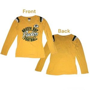 NFL Team Apparel Green Bay Packers Football Women Size L Yellow Long Sleeve GUC